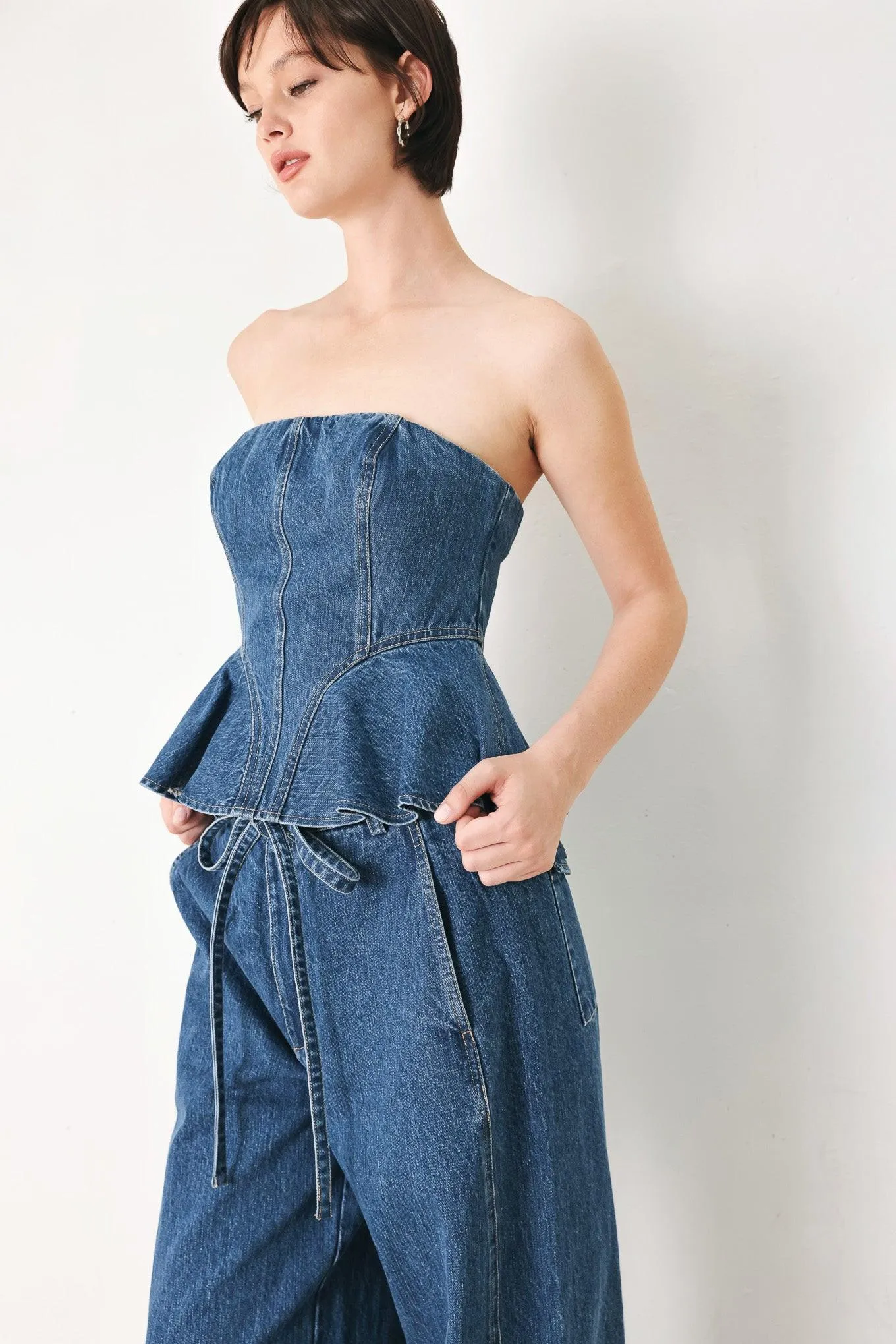 Blue Blossom Bustier Denim Top sold by Zulily product image thumbnail 4