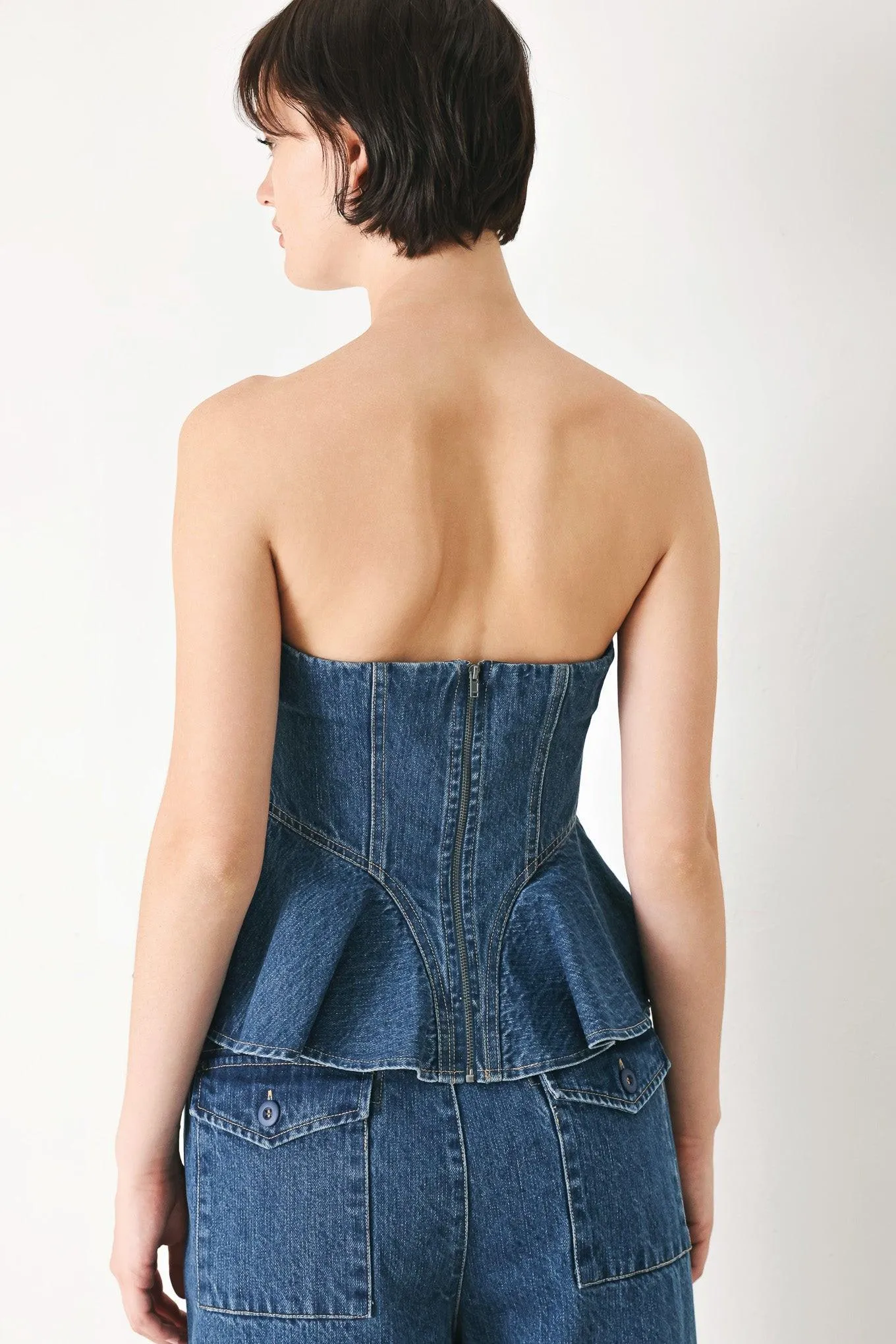 Blue Blossom Bustier Denim Top sold by Zulily product image thumbnail 2