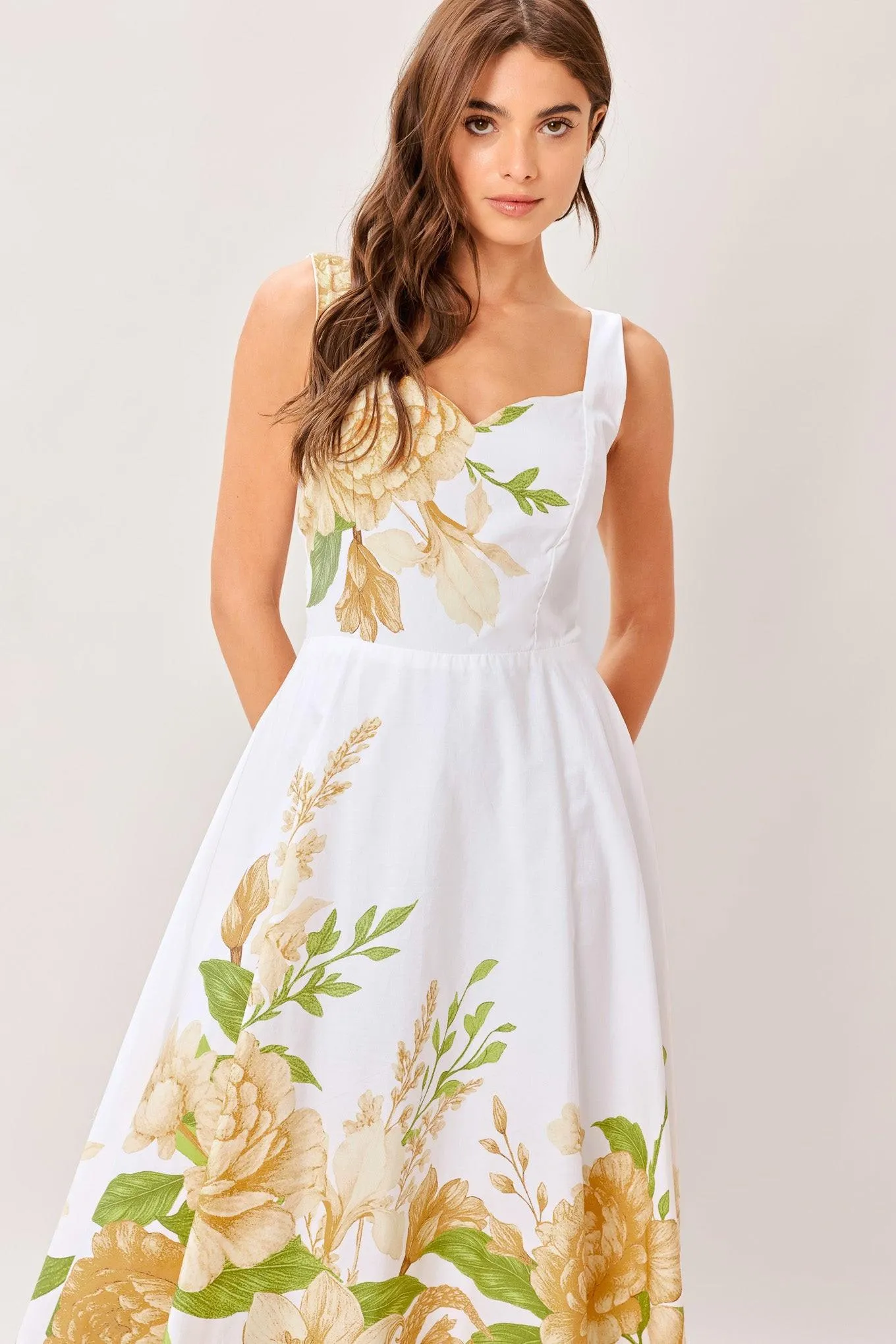 Cream Botanica Woven Midi Dress sold by Zulily product image thumbnail 4