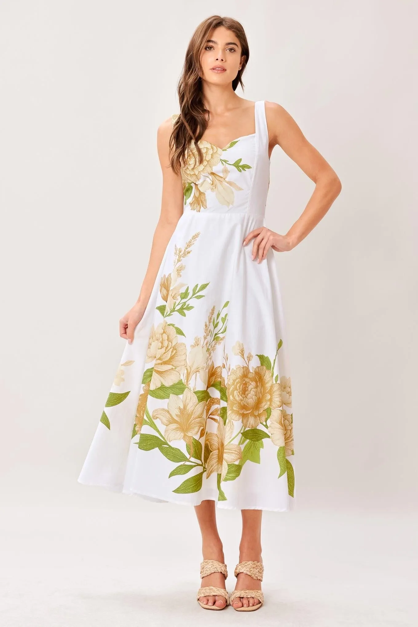 Cream Botanica Woven Midi Dress sold by Zulily