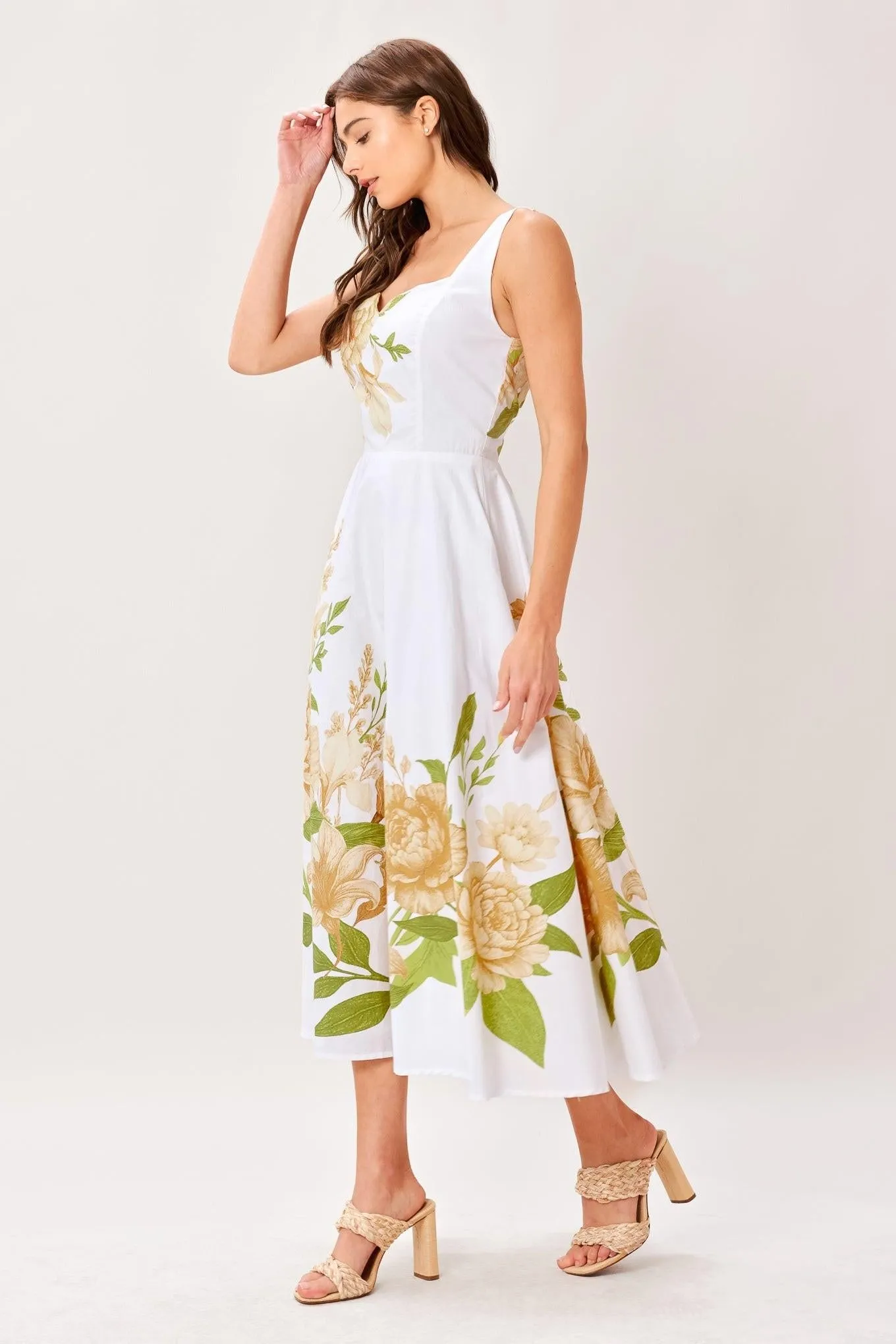 Cream Botanica Woven Midi Dress sold by Zulily product image thumbnail 5