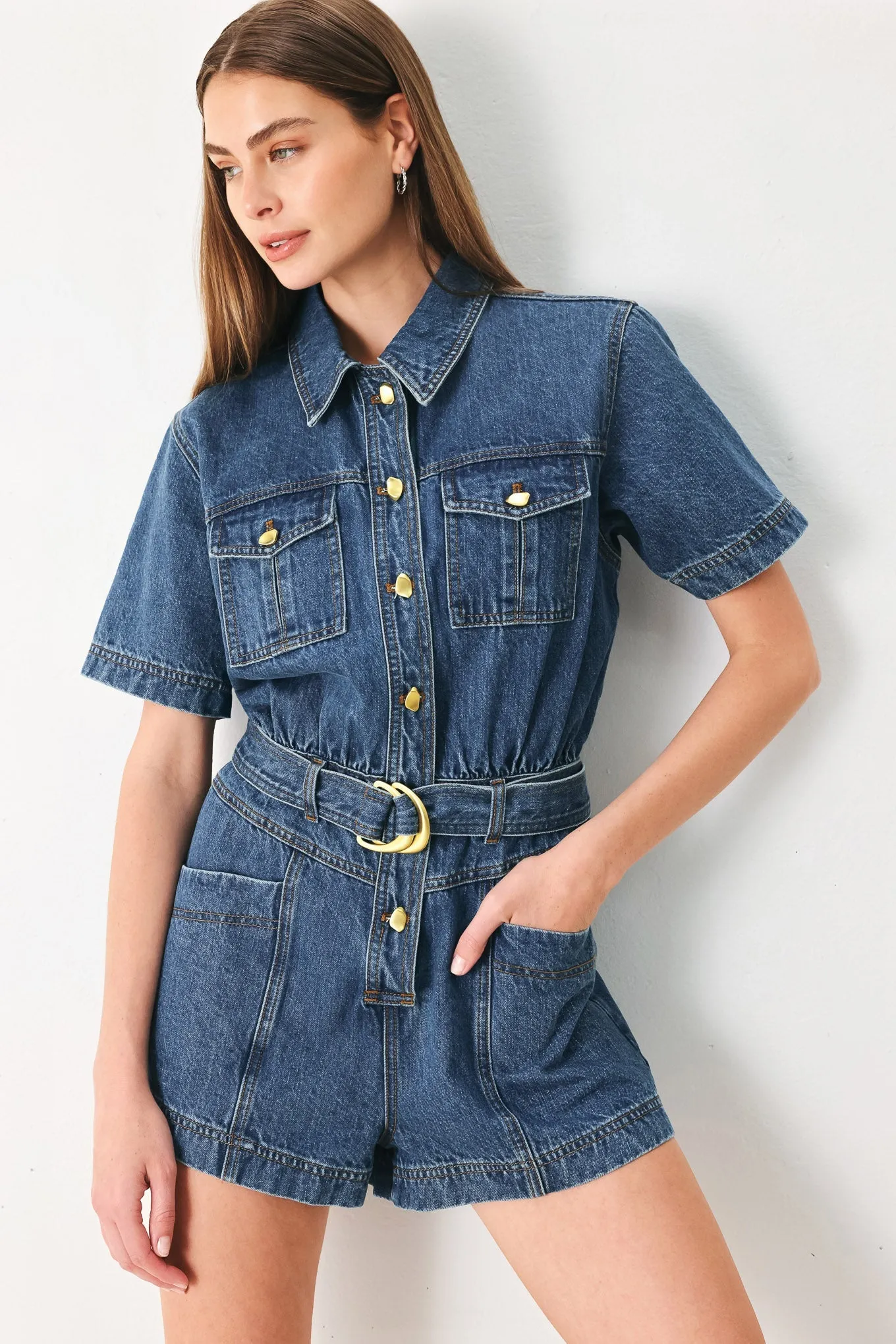 Play Mode Denim Romper sold by Zulily product image thumbnail 2
