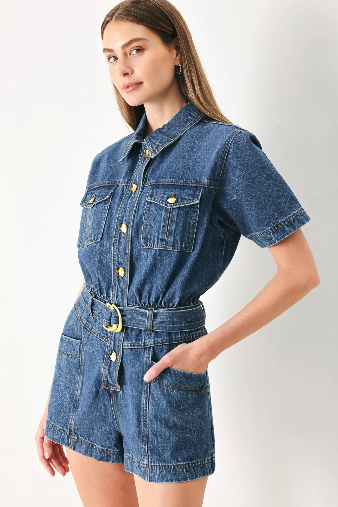 Play Mode Denim Romper sold by Zulily product image thumbnail 4