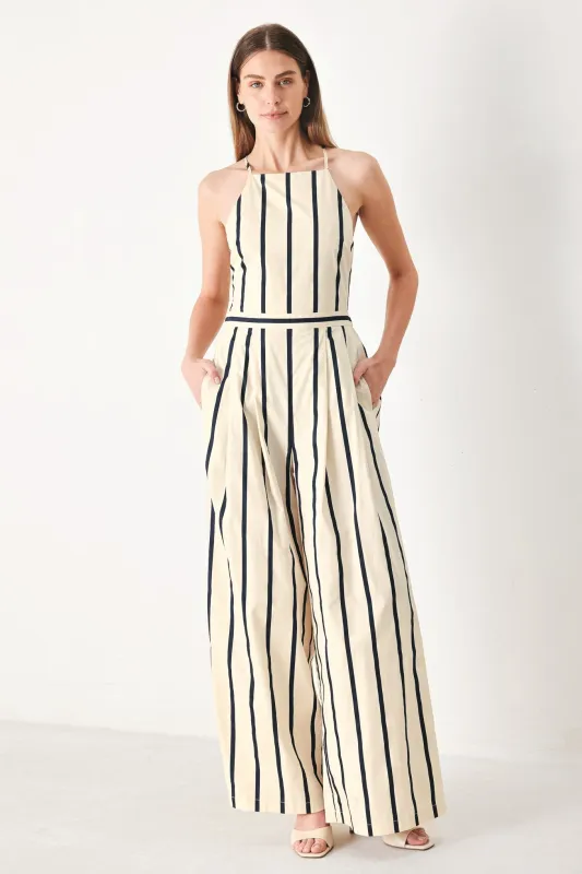 Monaco Stripe Woven Jumpsuit made by Flying Tomato