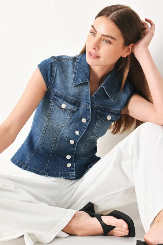 Lovely Collar Denim Top made by Flying Tomato
