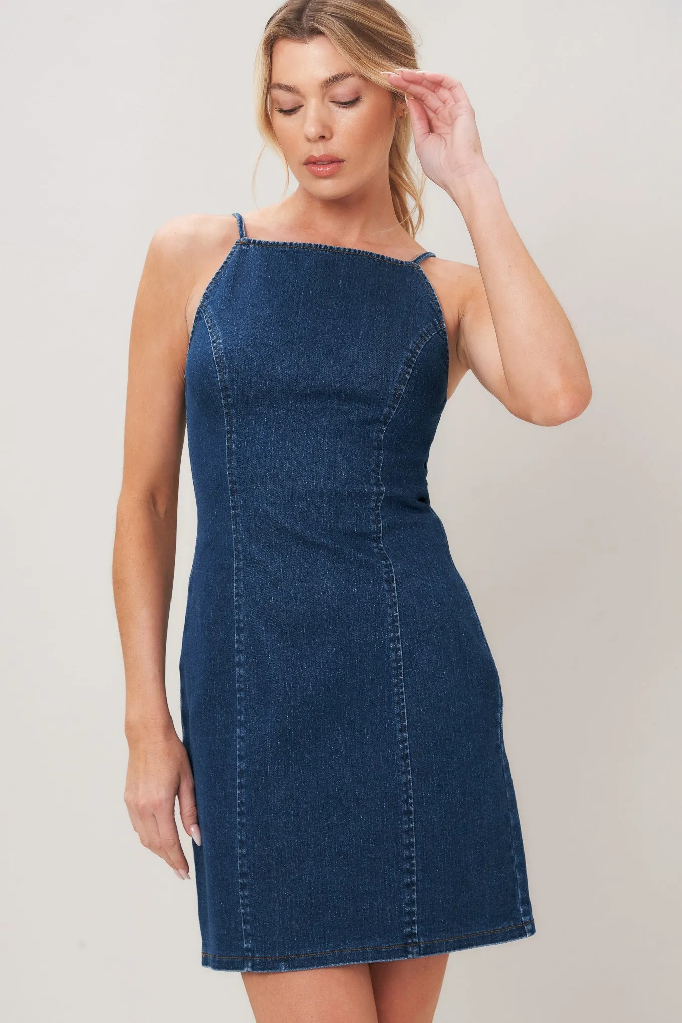 Second Skin Denim Mini Dress sold by Zulily