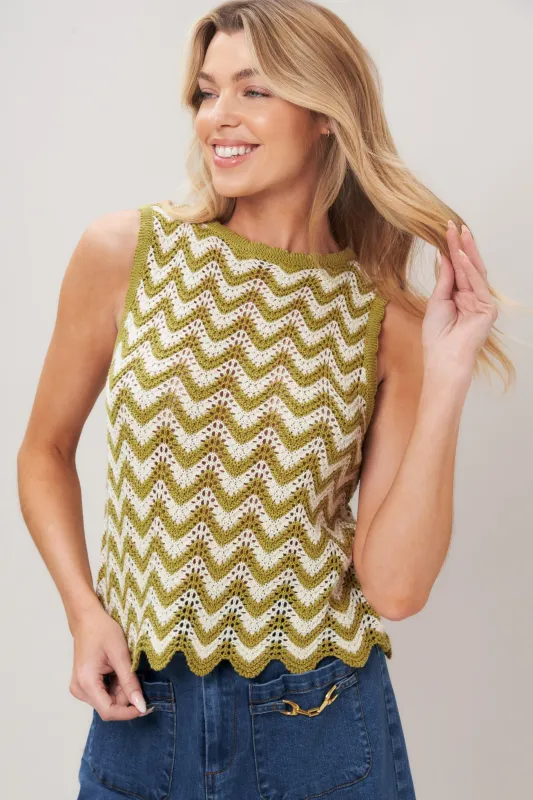 Sunset Stitch Crochet Knit Top made by Flying Tomato