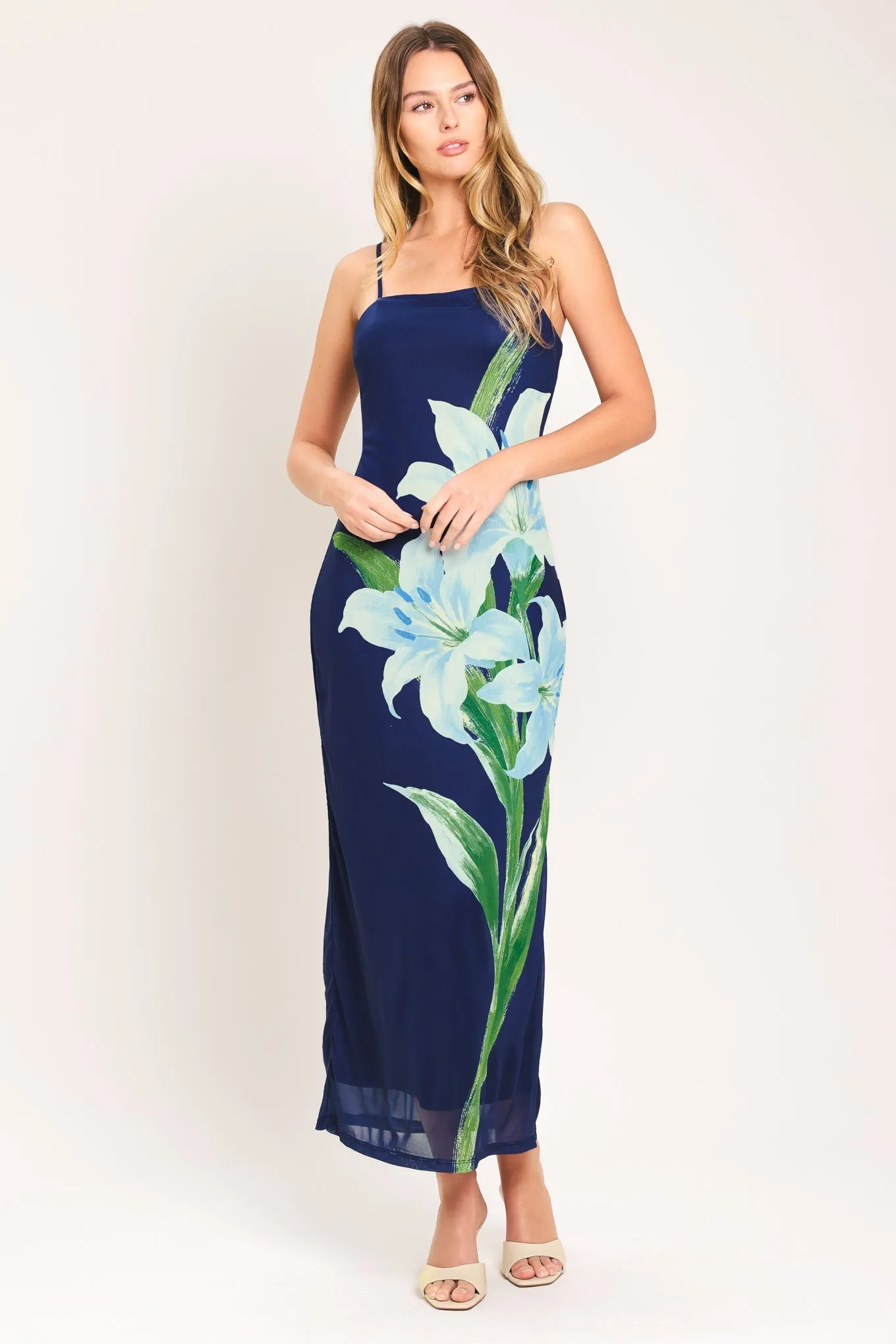 Deep Bloom Power Mesh Midi Dress sold by Zulily product image thumbnail 3