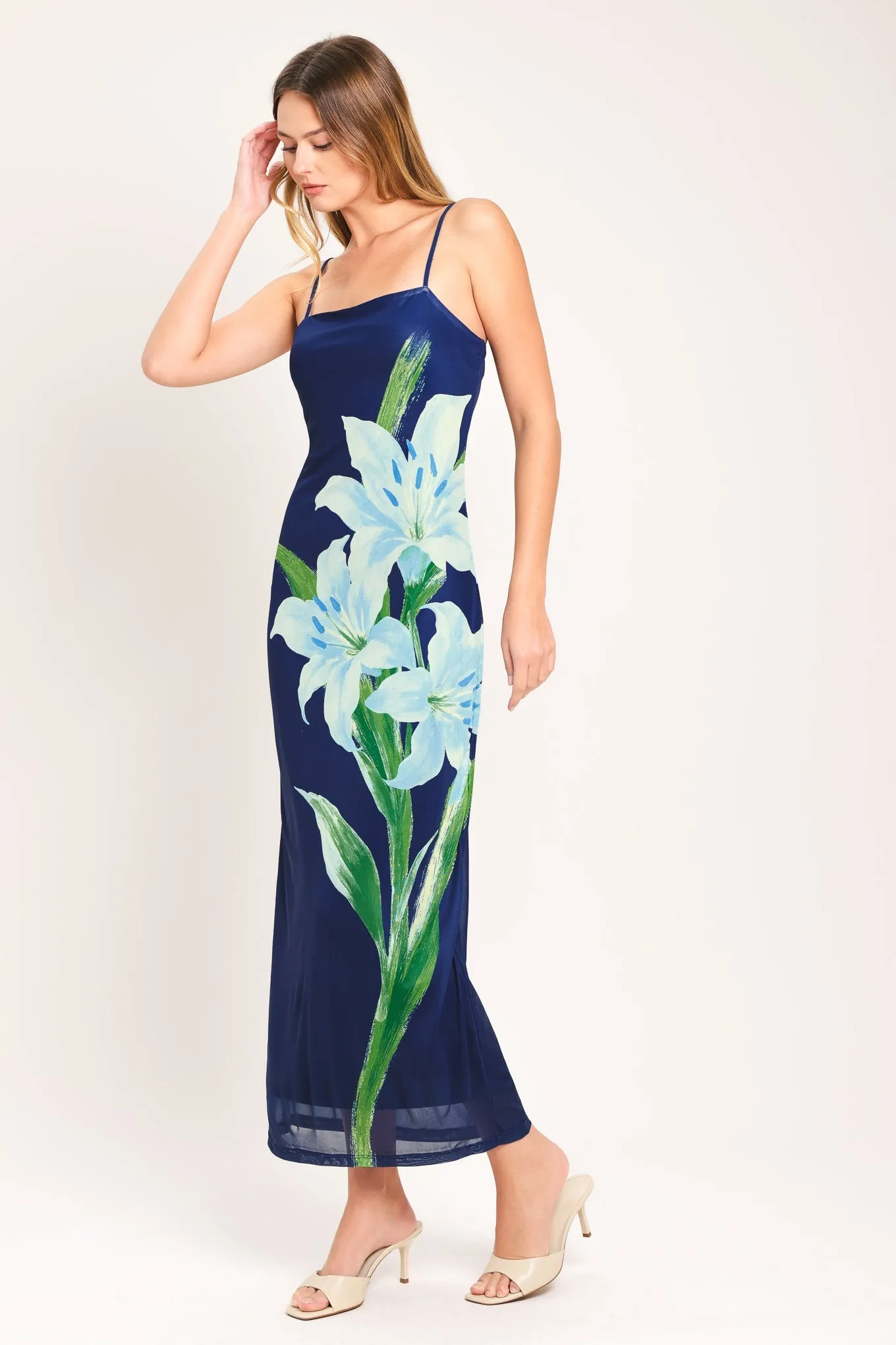 Deep Bloom Power Mesh Midi Dress sold by Zulily product image thumbnail 4