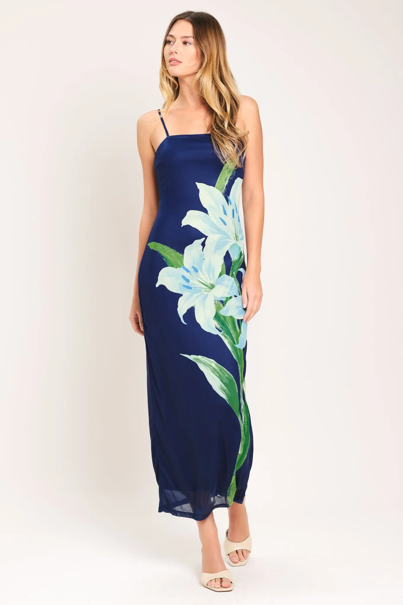 Deep Bloom Power Mesh Midi Dress sold by Zulily