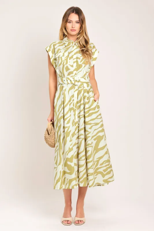 Soft Zebra Woven Midi Shirt Dress made by Flying Tomato