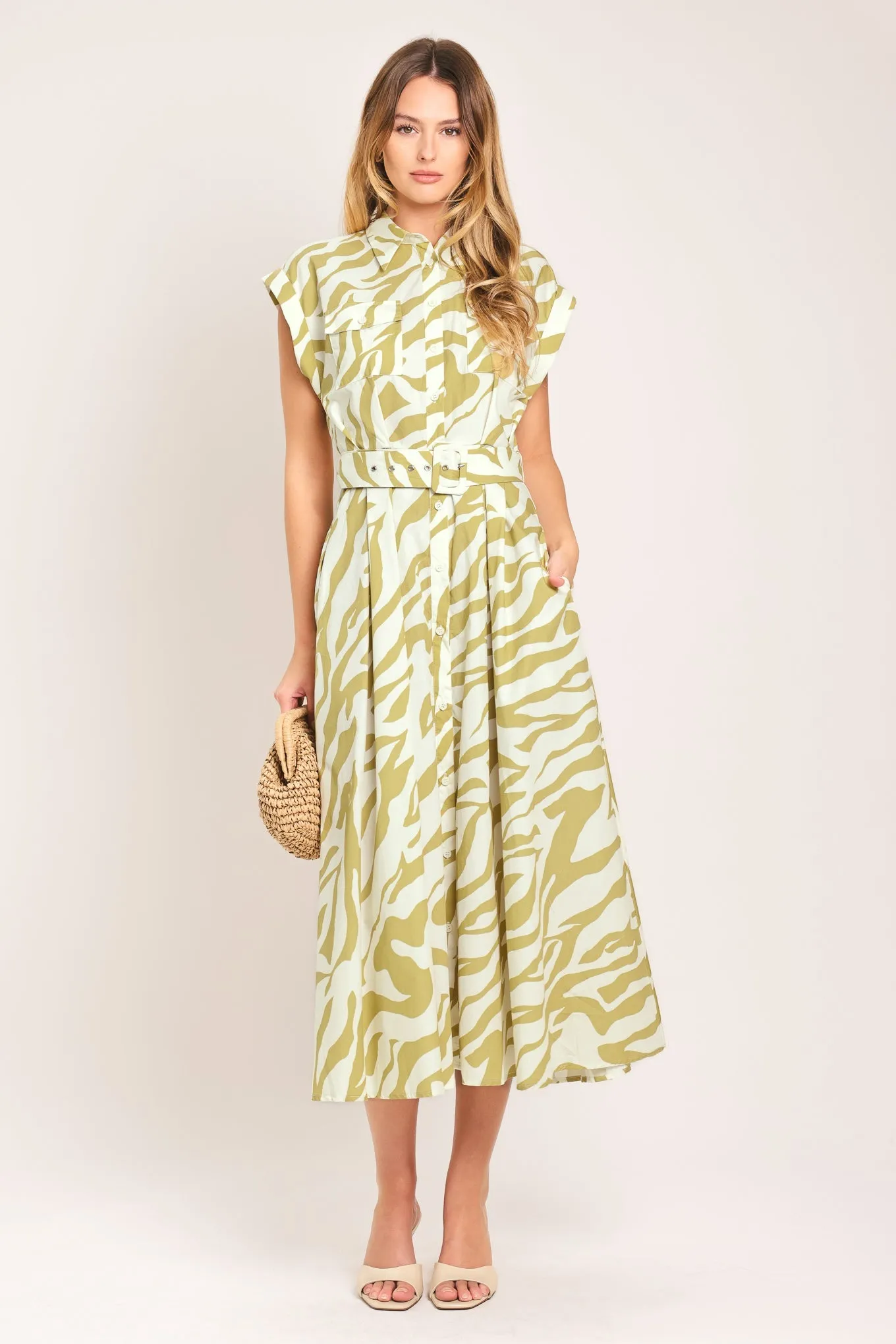 Soft Zebra Woven Midi Shirt Dress sold by Zulily