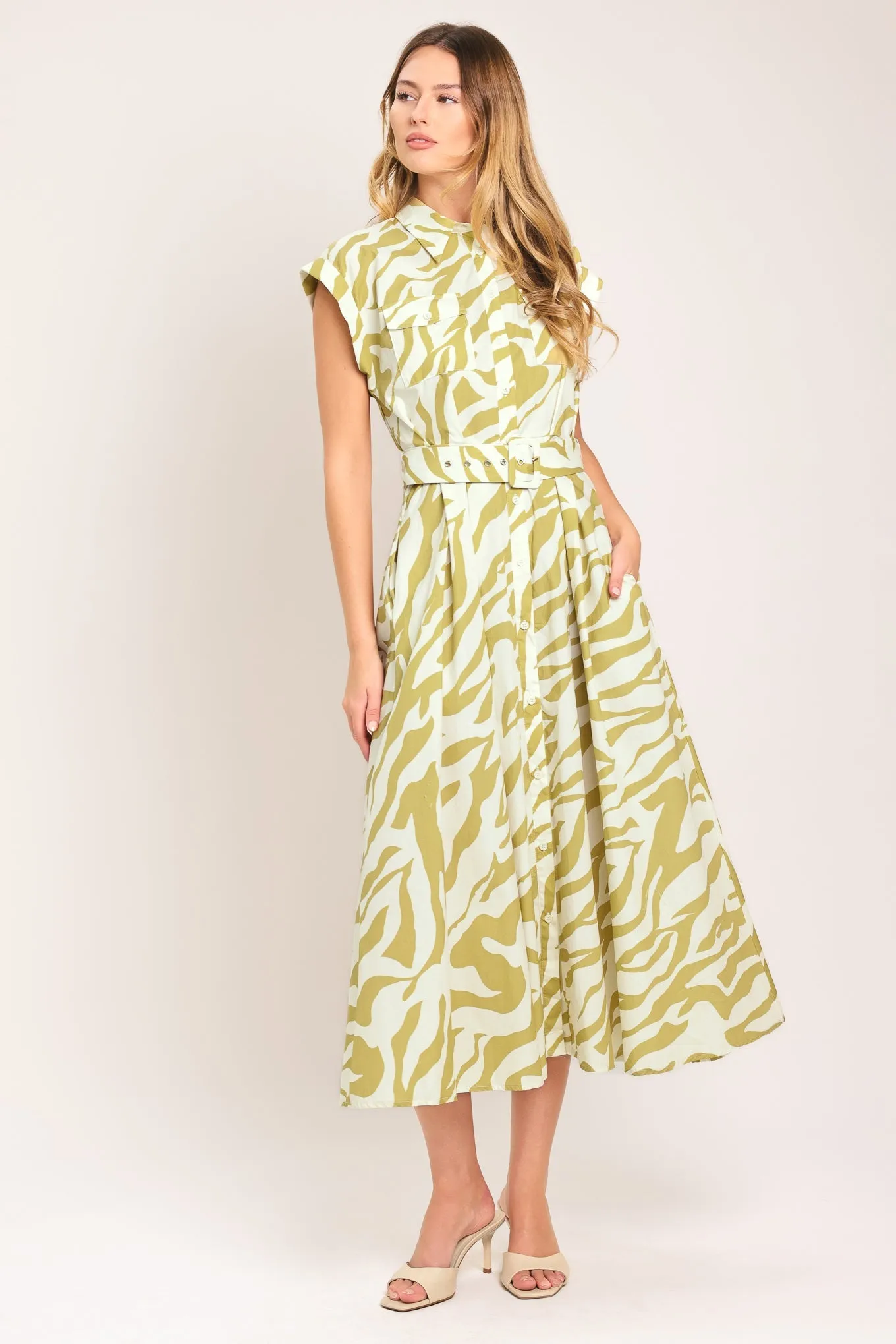 Soft Zebra Woven Midi Shirt Dress sold by Zulily product image thumbnail 5