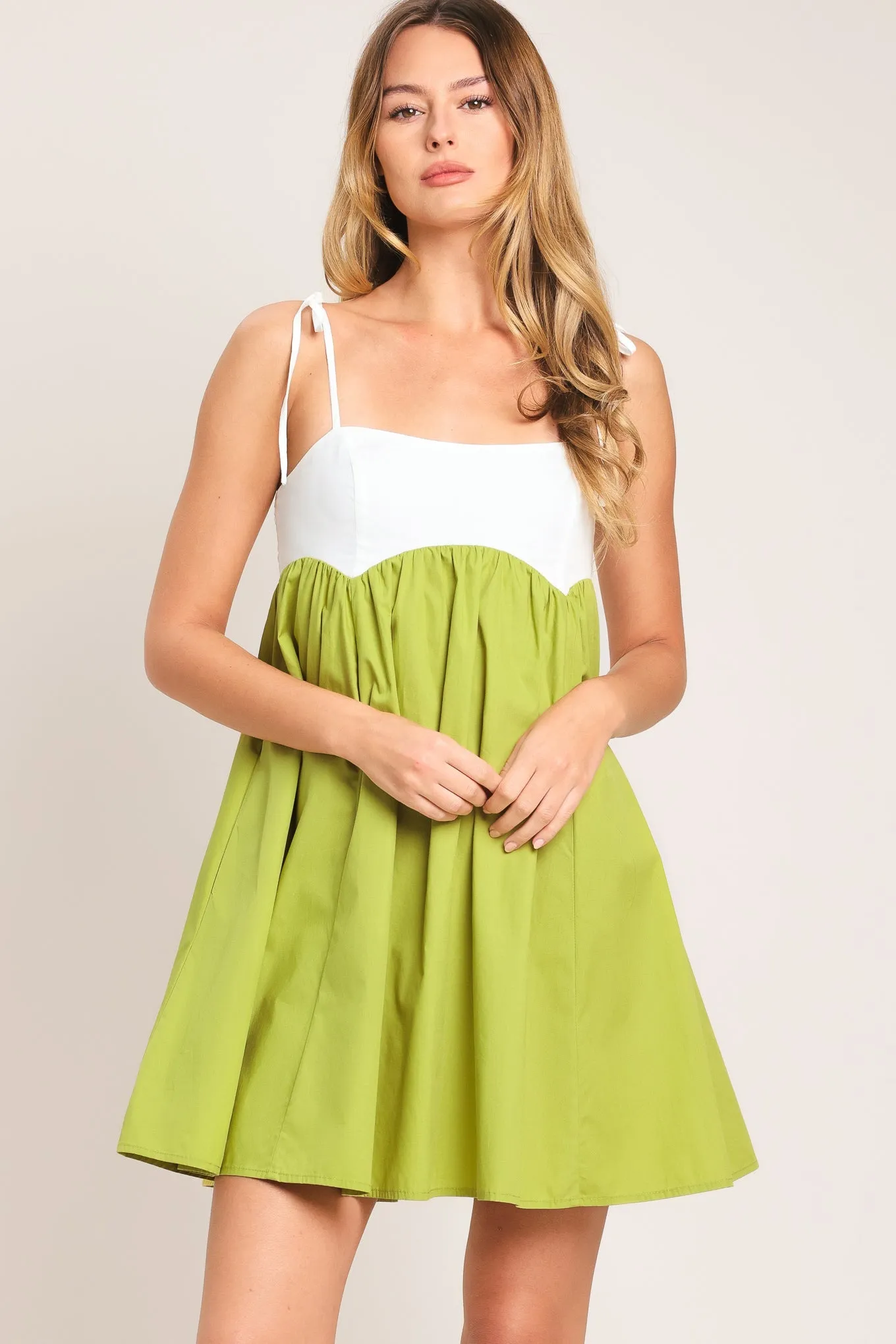 Playful Lime Woven Mini Dress sold by Zulily