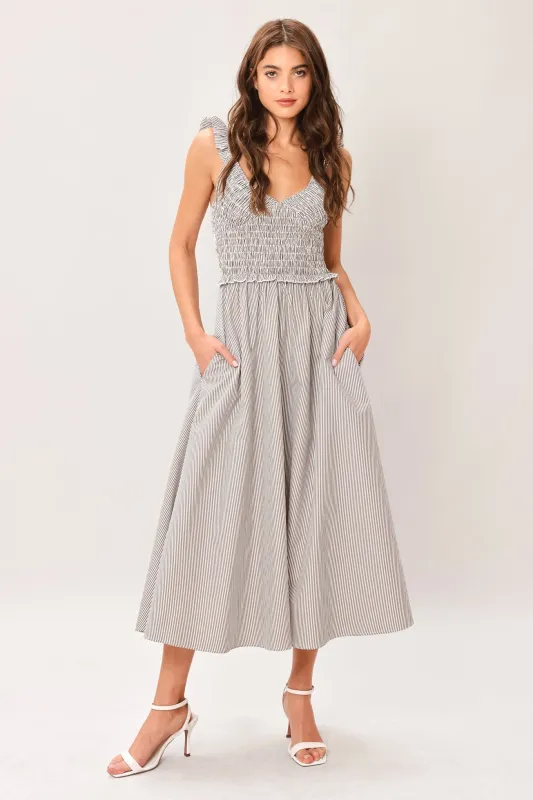 Sweet Stripe Woven Midi Dress made by Flying Tomato