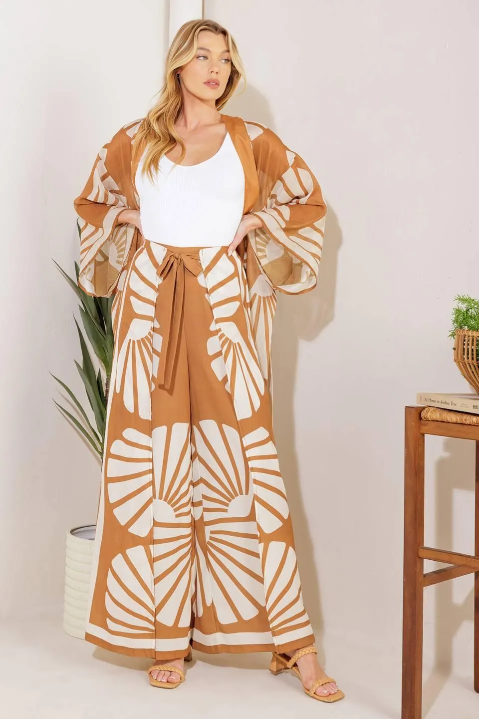 Awaiting Love Woven Kimono Cover up and Pant Set sold by Zulily product image thumbnail 3