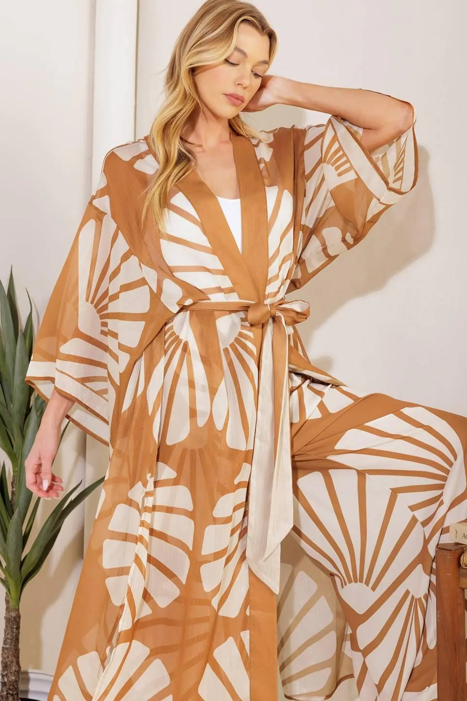 Awaiting Love Woven Kimono Cover up and Pant Set sold by Zulily product image thumbnail 4