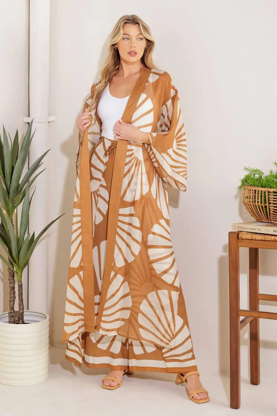 Awaiting Love Woven Kimono Cover up and Pant Set sold by Zulily