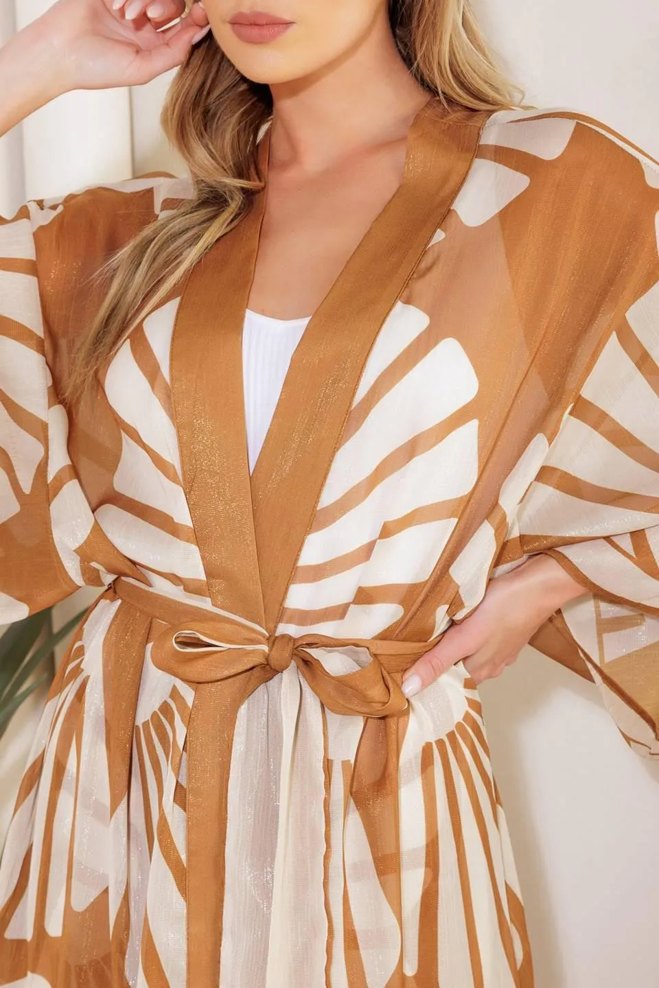 Awaiting Love Woven Kimono Cover up and Pant Set sold by Zulily product image thumbnail 2