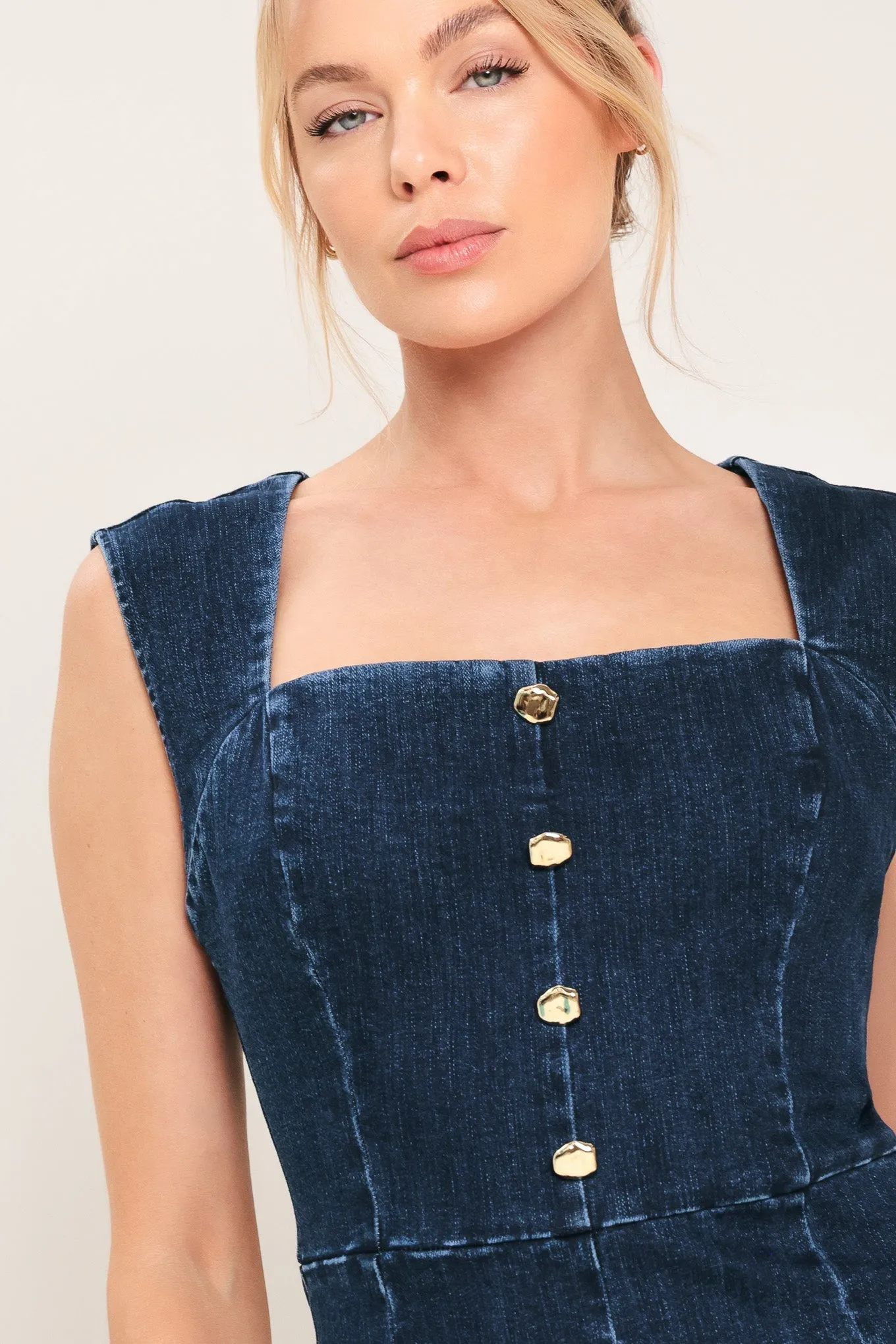 Dark Wash Icon Denim Romper sold by Zulily product image thumbnail 2