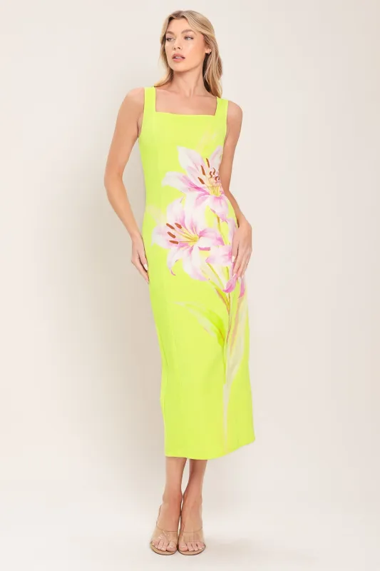 Lush Lime Woven Midi Dress made by Flying Tomato