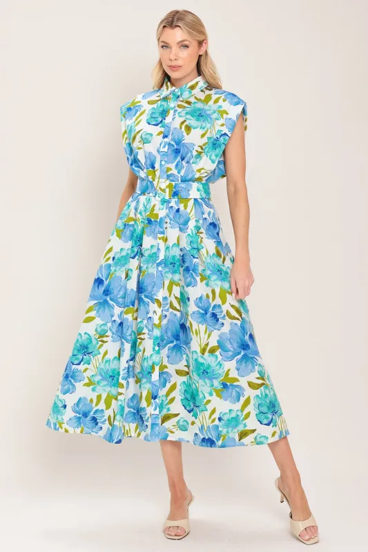 Modern Bloom Woven Midi Dress made by Flying Tomato