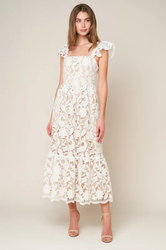 Still Thinking Lace Midi Dress made by Flying Tomato