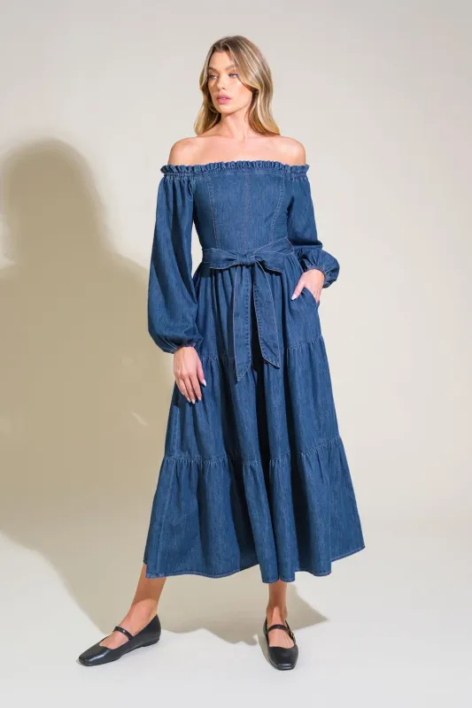 Artistic Impulse Denim Midi Dress made by Flying Tomato