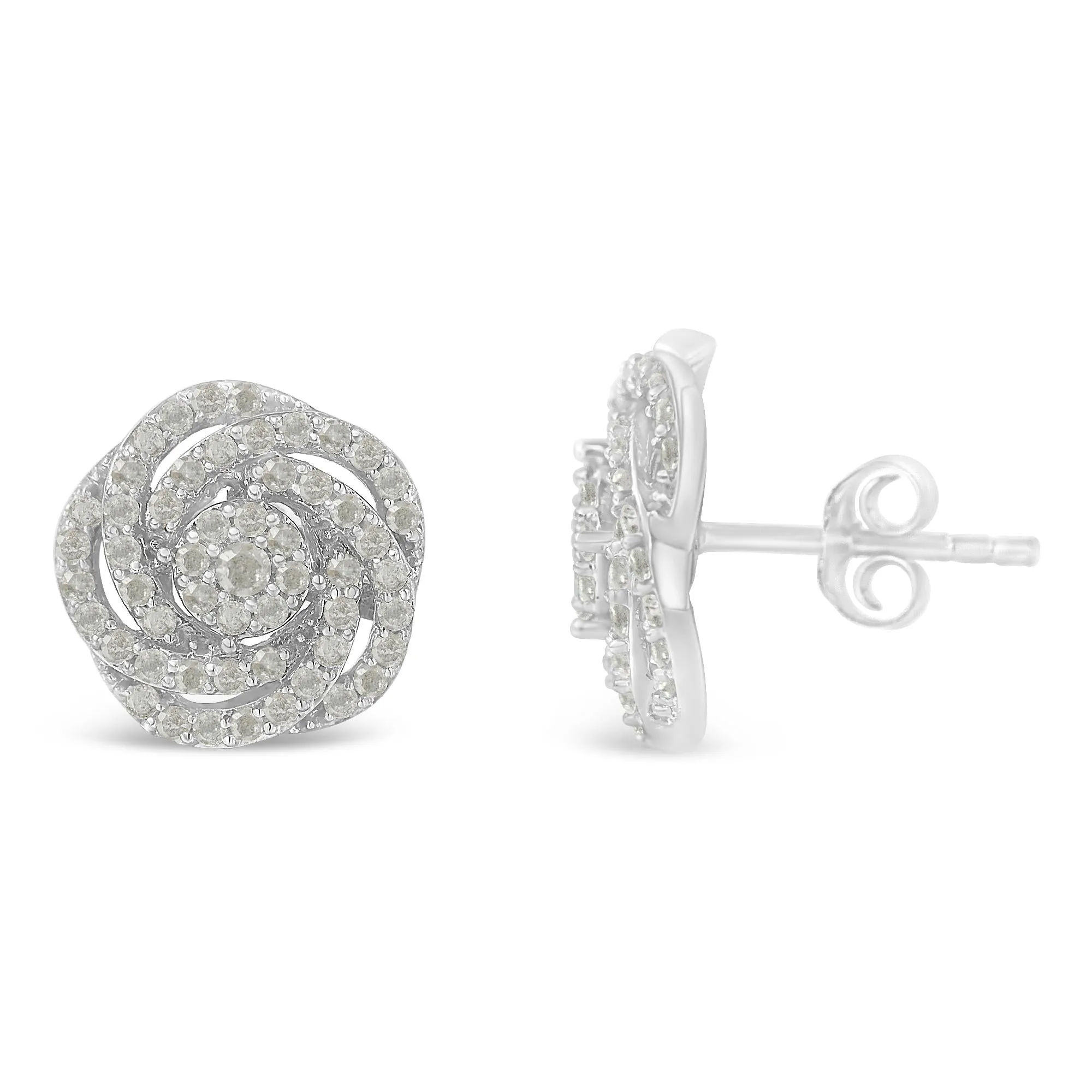 10k White Gold Rose-Cut Diamond Floral Cluster Earrings (1 cttw, I-J Color, I2-I3 Clarity) sold by Zulily product image thumbnail 2