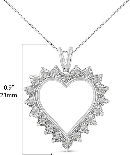 .925 Sterling Silver 1/4 Cttw Miracle Set Diamond Open Heart 18" Pendant Necklace (I-J Color, I3 Clarity) sold by Zulily product image thumbnail 5
