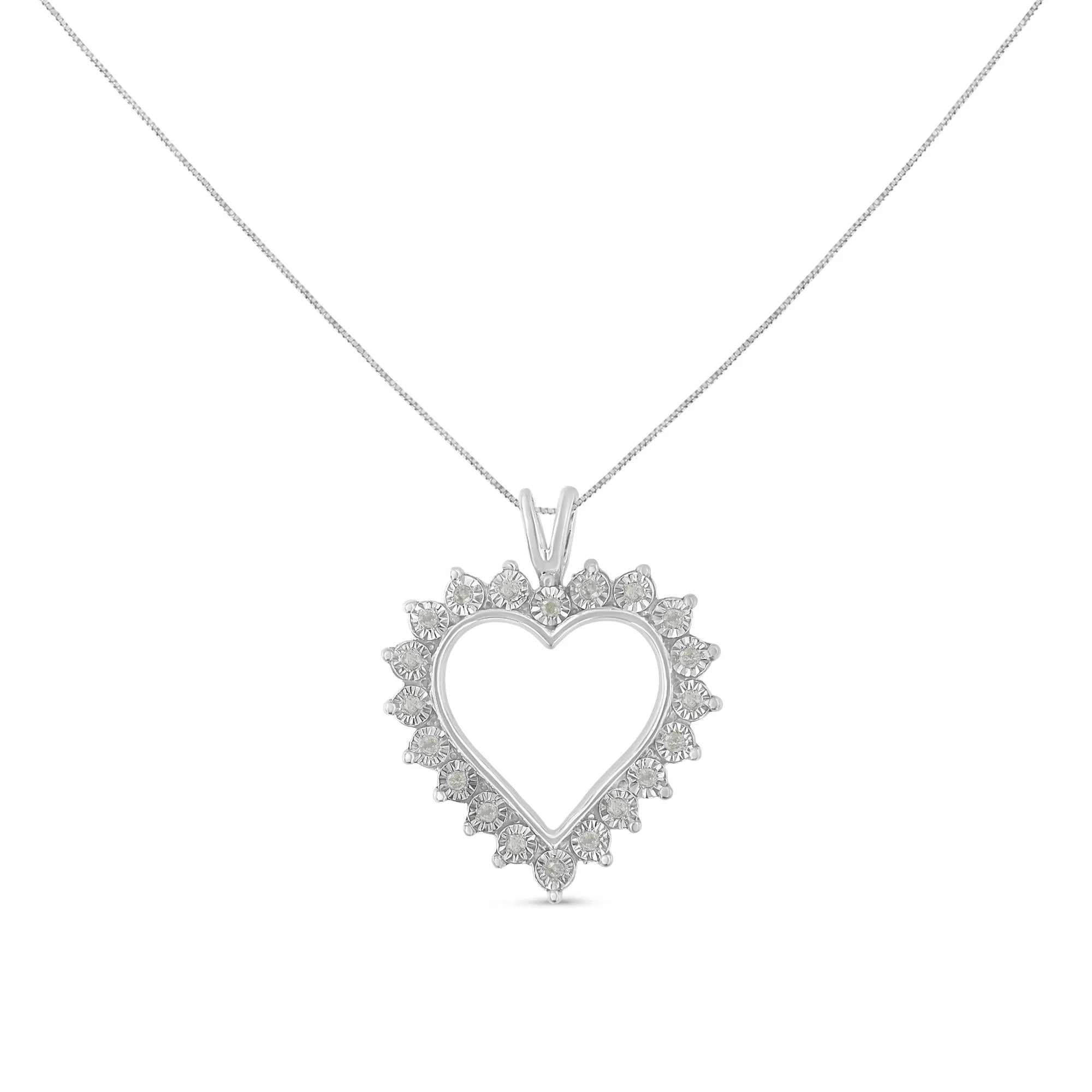 .925 Sterling Silver 1/4 Cttw Miracle Set Diamond Open Heart 18" Pendant Necklace (I-J Color, I3 Clarity) sold by Zulily product image thumbnail 2