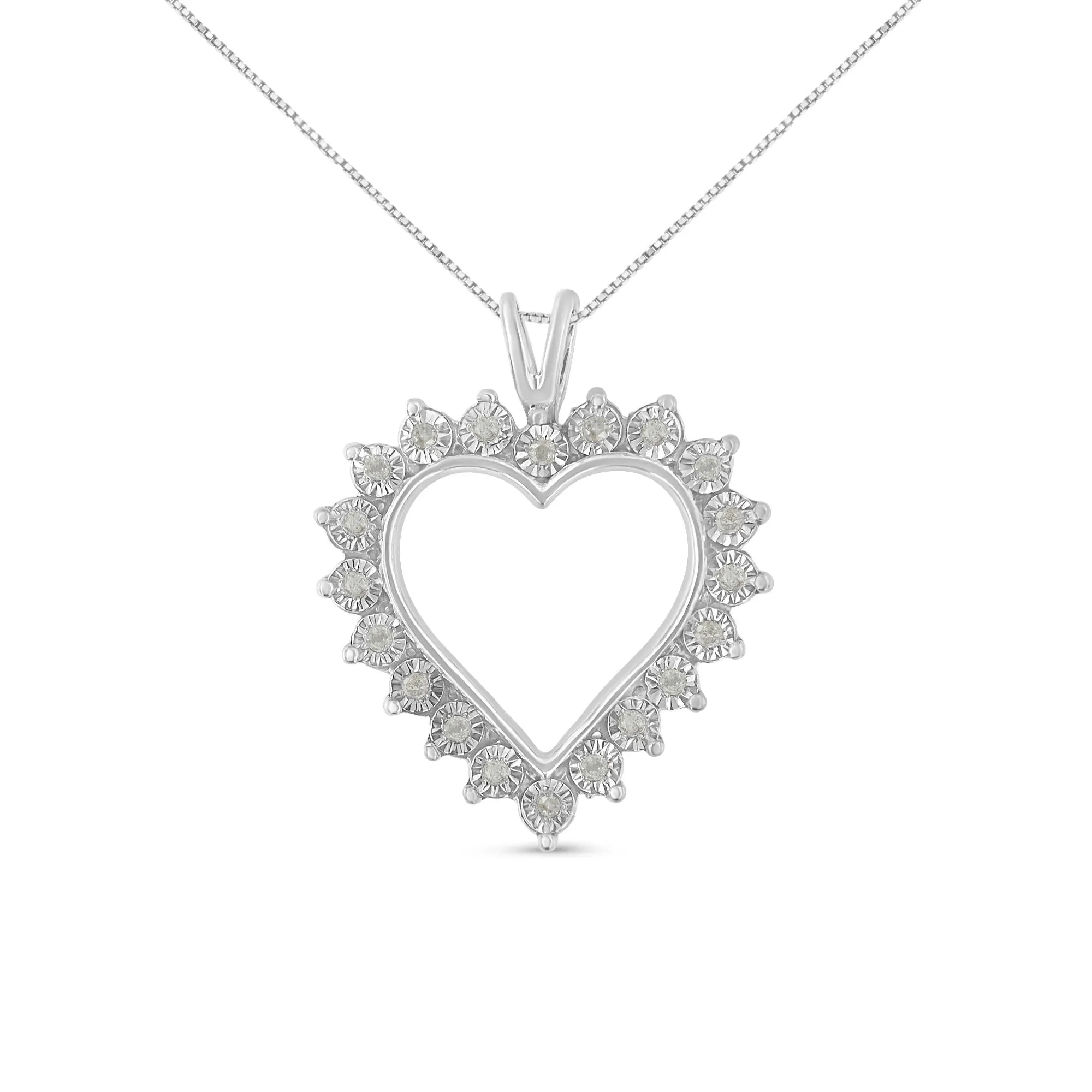 .925 Sterling Silver 1/4 Cttw Miracle Set Diamond Open Heart 18" Pendant Necklace (I-J Color, I3 Clarity) sold by Zulily