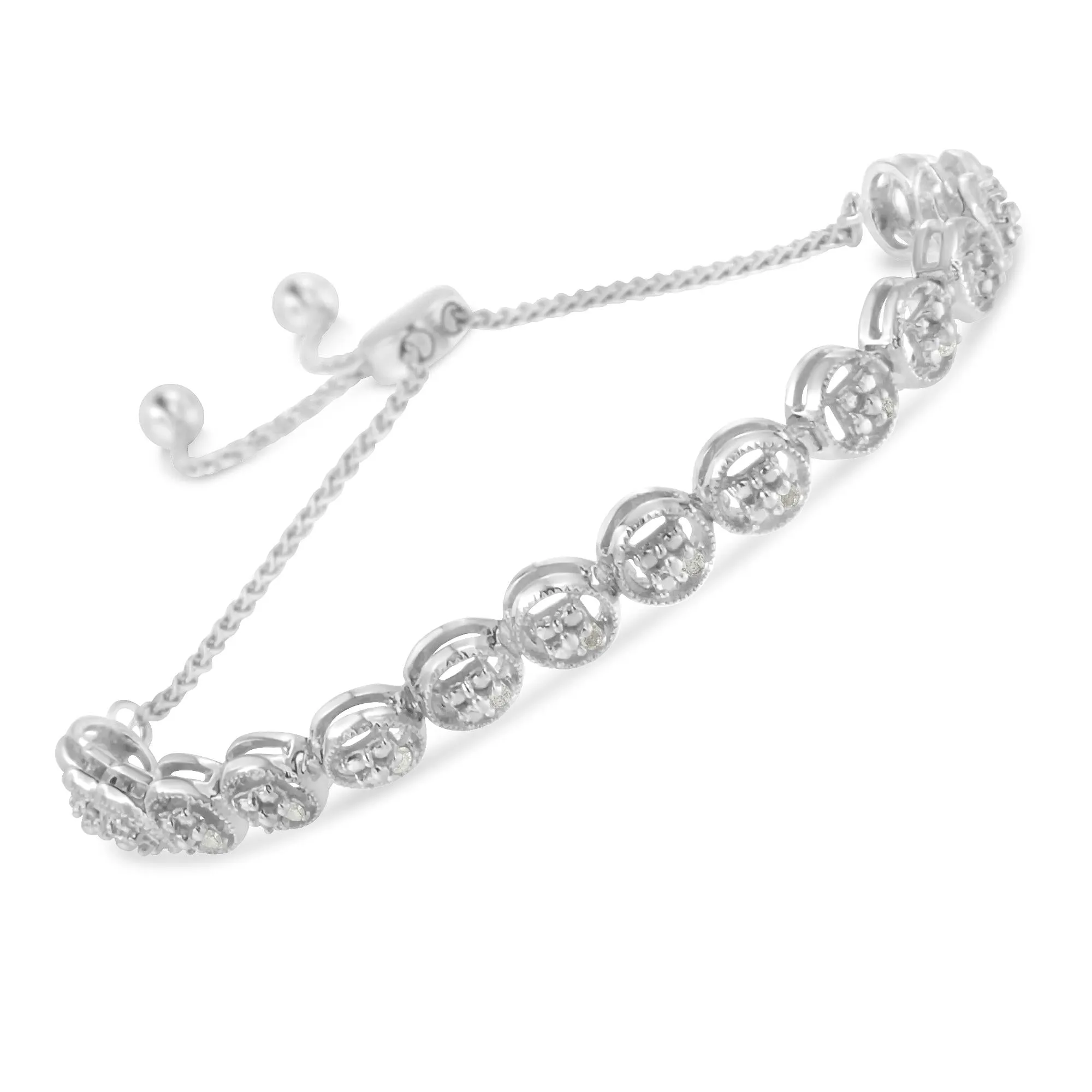 Sterling Silver Diamond Bolo Bracelet (0.1 cttw, I-J Color, I3 Clarity) sold by Zulily product image thumbnail 4