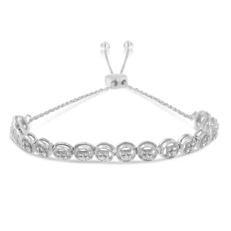 Sterling Silver Diamond Bolo Bracelet (0.1 cttw, I-J Color, I3 Clarity) made by Zulily