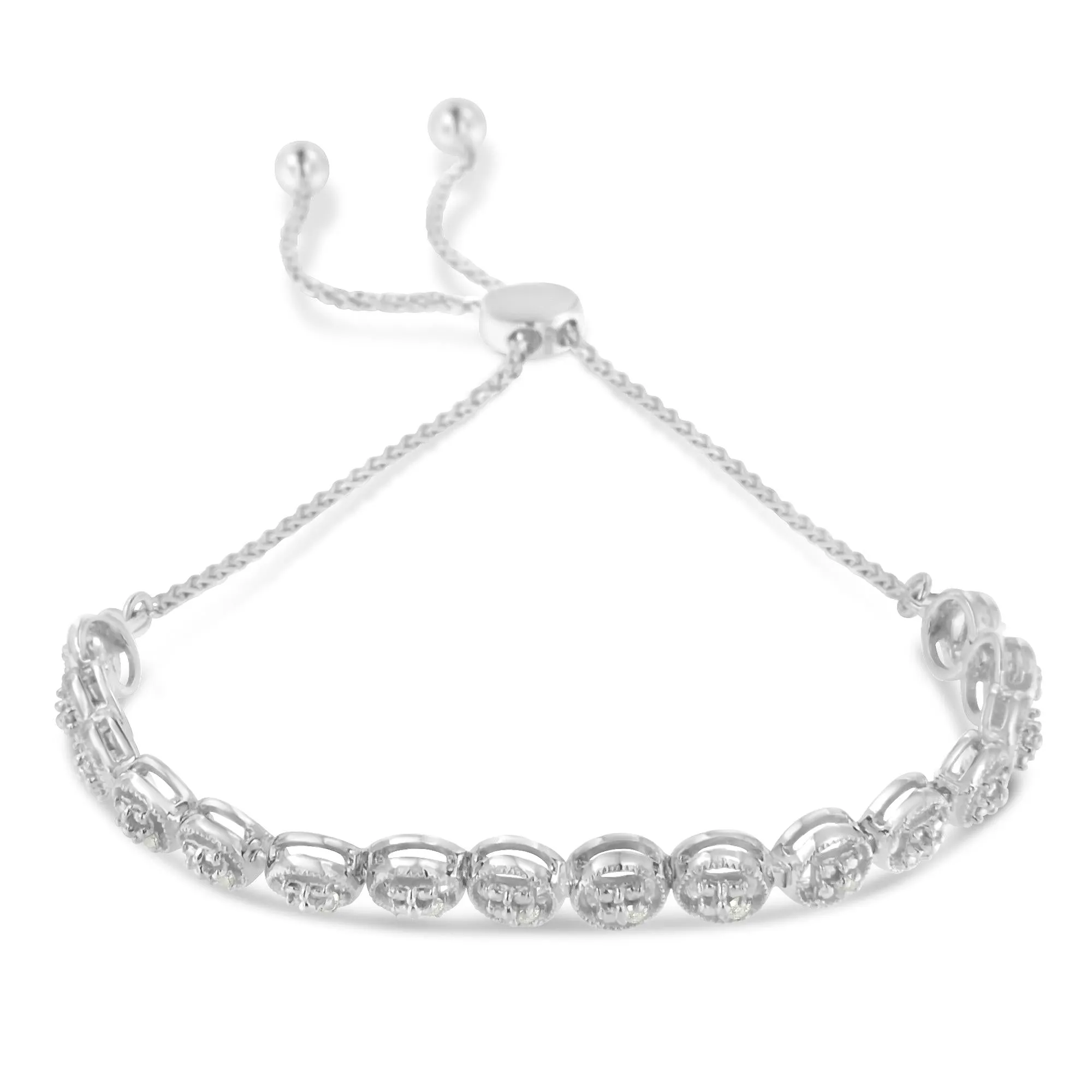 Sterling Silver Diamond Bolo Bracelet (0.1 cttw, I-J Color, I3 Clarity) sold by Zulily product image thumbnail 2