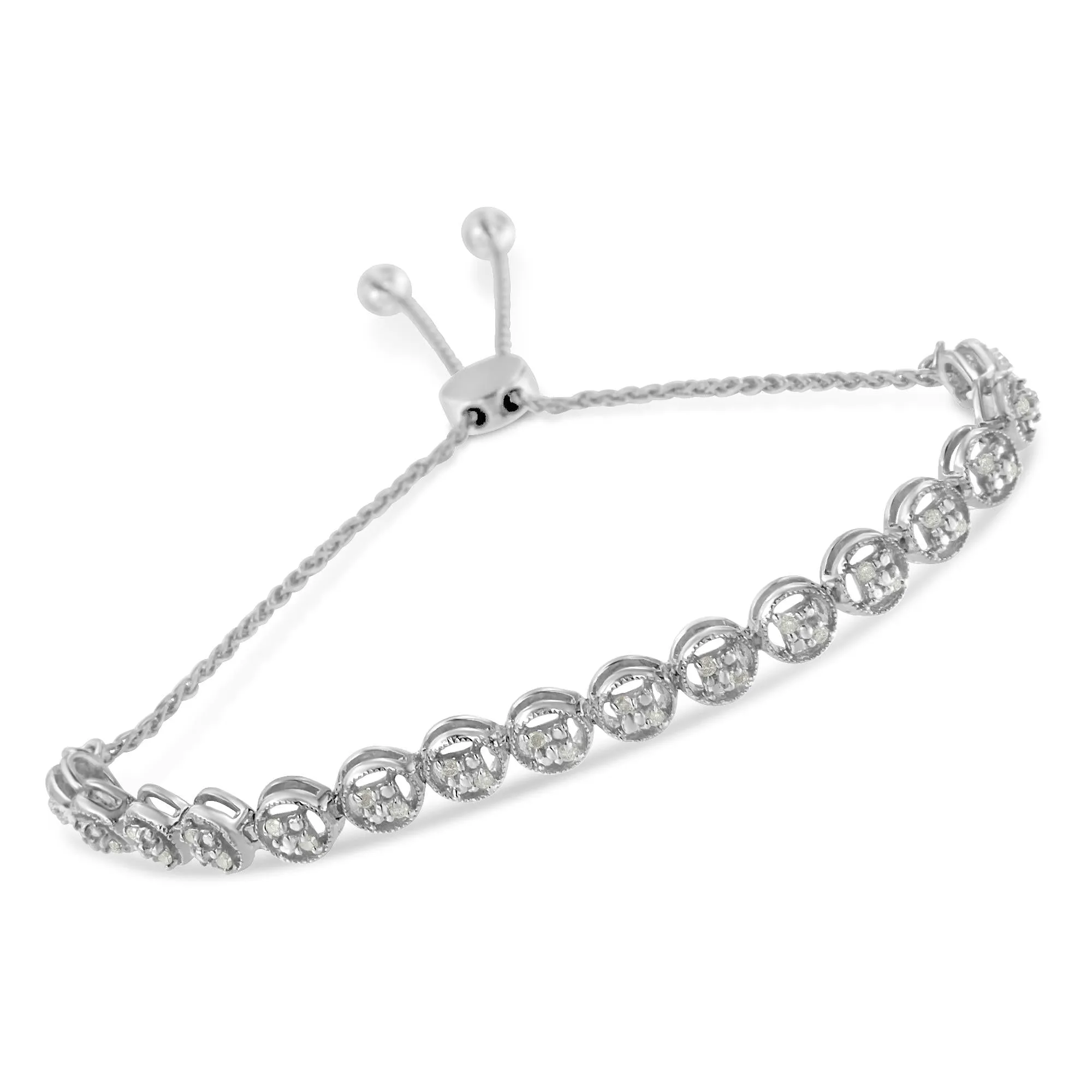 Sterling Silver Diamond Bolo Bracelet (0.25 cttw, I-J Color, I3 Clarity) sold by Zulily product image thumbnail 2