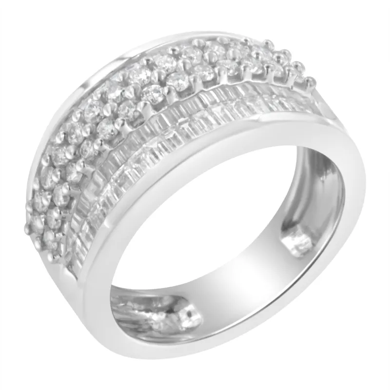 14K White Gold Round and Baguette Diamond Ring (1 1/2 Cttw, F-G Color, SI1-SI2 Clarity) made by Zulily