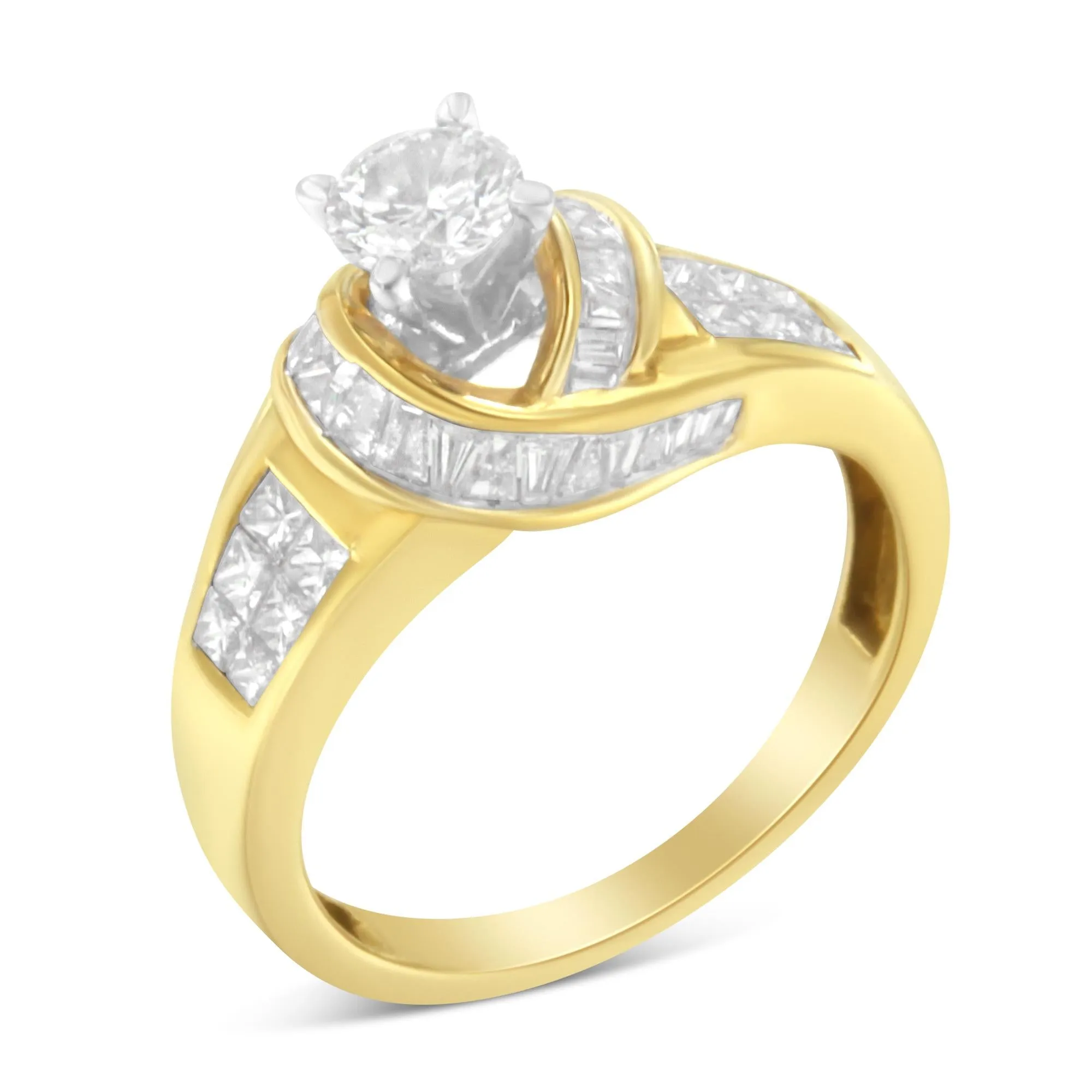 14K Two-Toned Gold Round, Baguette and Princess Cut Diamond Ring (1 1/8 Cttw, H-I Color, SI2-I1 Clarity) sold by Zulily product image thumbnail 5