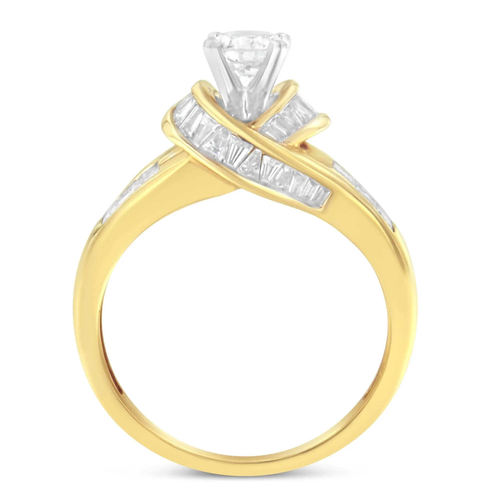 14K Two-Toned Gold Round, Baguette and Princess Cut Diamond Ring (1 1/8 Cttw, H-I Color, SI2-I1 Clarity) sold by Zulily product image thumbnail 2