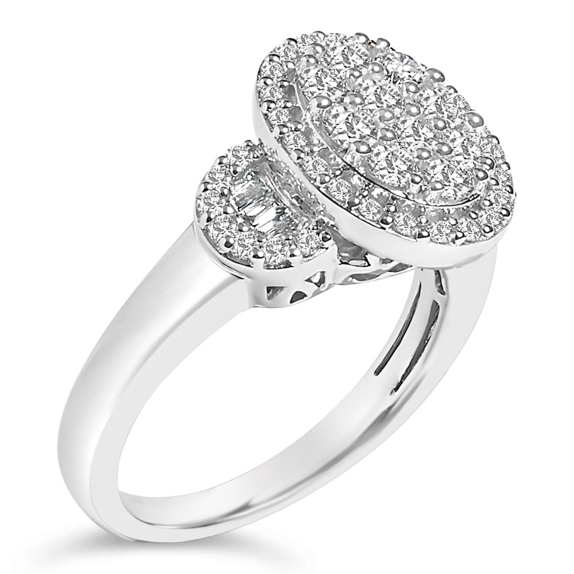 10K White Gold 1.0 Cttw Diamond Oval Cluster with Halo Vintage-Inspired Art Deco Buckle Style Statement Ring (G-H Color, SI1-SI2 Clarity) sold by Zulily product image thumbnail 4