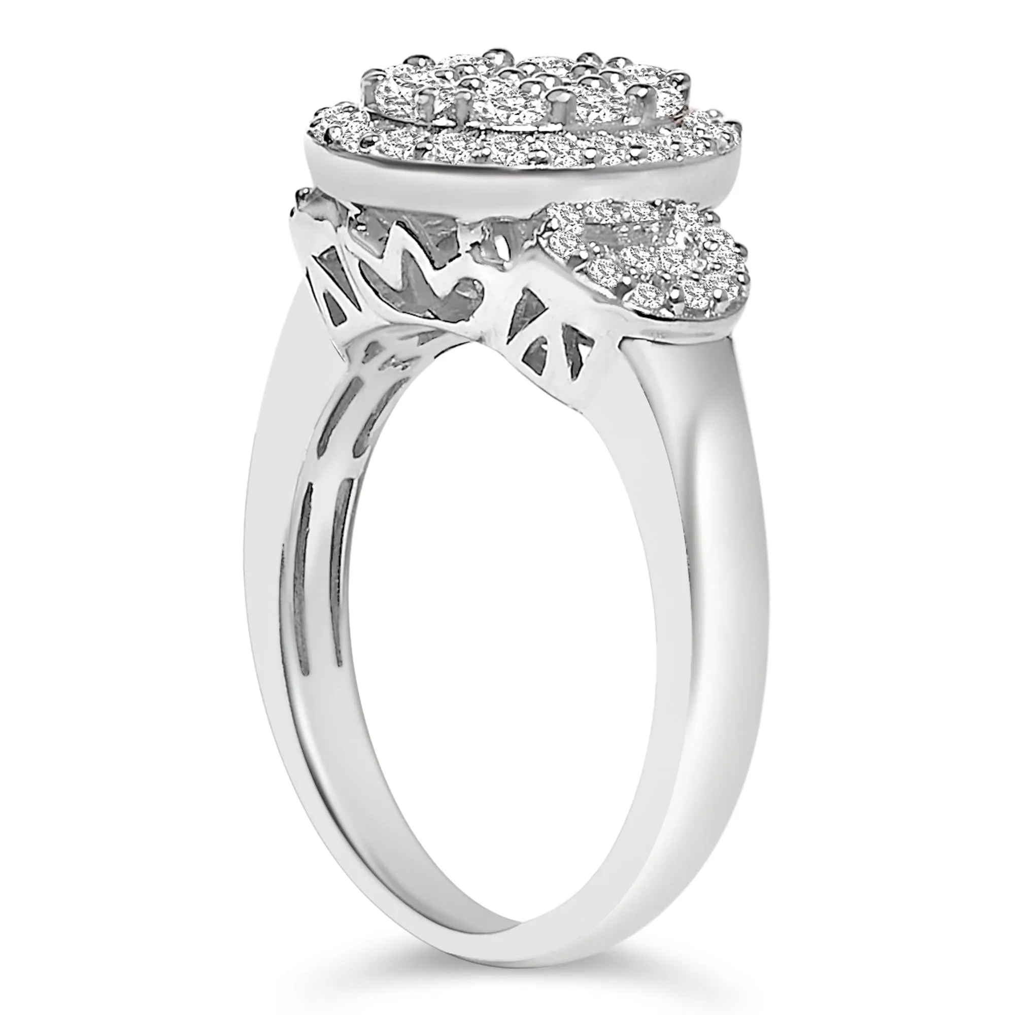 10K White Gold 1.0 Cttw Diamond Oval Cluster with Halo Vintage-Inspired Art Deco Buckle Style Statement Ring (G-H Color, SI1-SI2 Clarity) sold by Zulily product image thumbnail 5