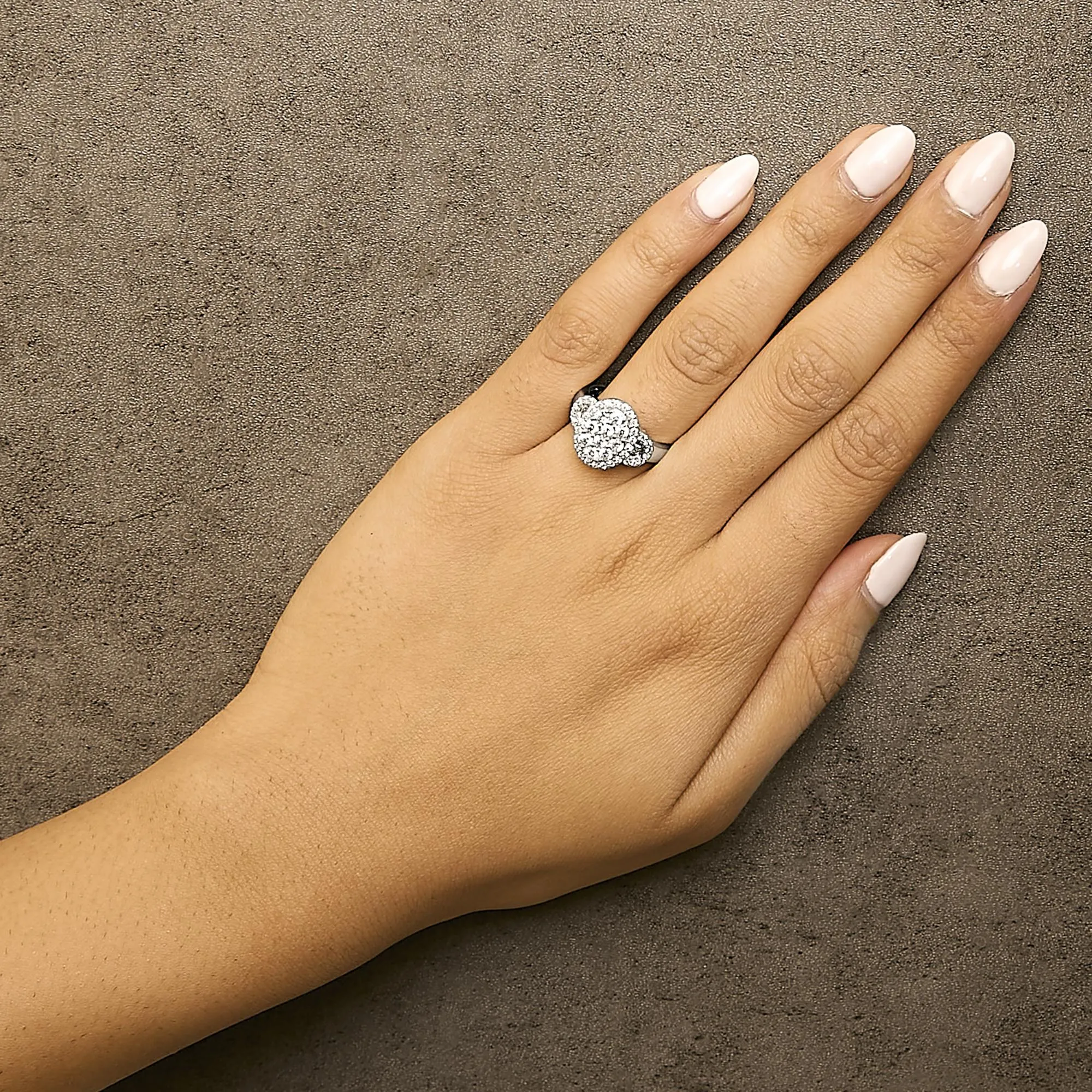 10K White Gold 1.0 Cttw Diamond Oval Cluster with Halo Vintage-Inspired Art Deco Buckle Style Statement Ring (G-H Color, SI1-SI2 Clarity) sold by Zulily product image thumbnail 3