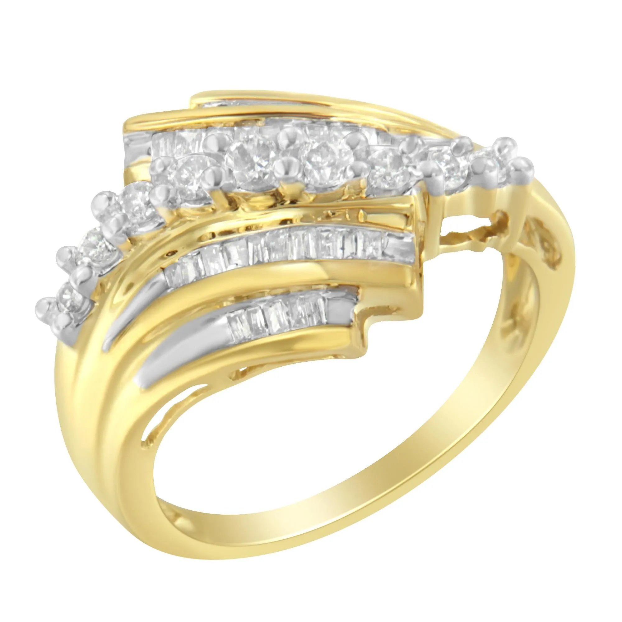 10K Yellow Gold Round and Baguette Diamond-Cut Ring (1/2 Cttw, I-J Color, I1-I2 Clarity) sold by Zulily product image thumbnail 4