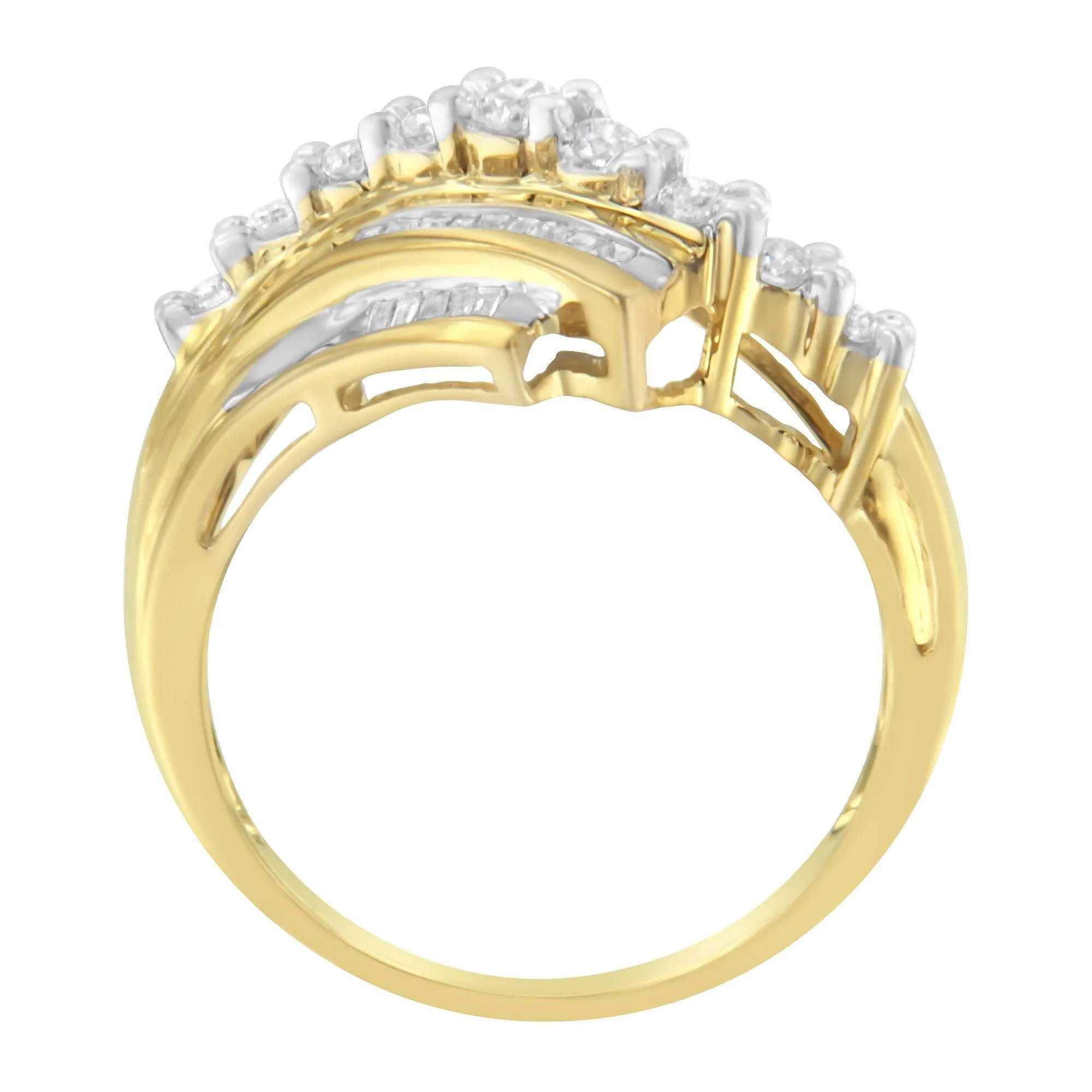 10K Yellow Gold Round and Baguette Diamond-Cut Ring (1/2 Cttw, I-J Color, I1-I2 Clarity) sold by Zulily product image thumbnail 5