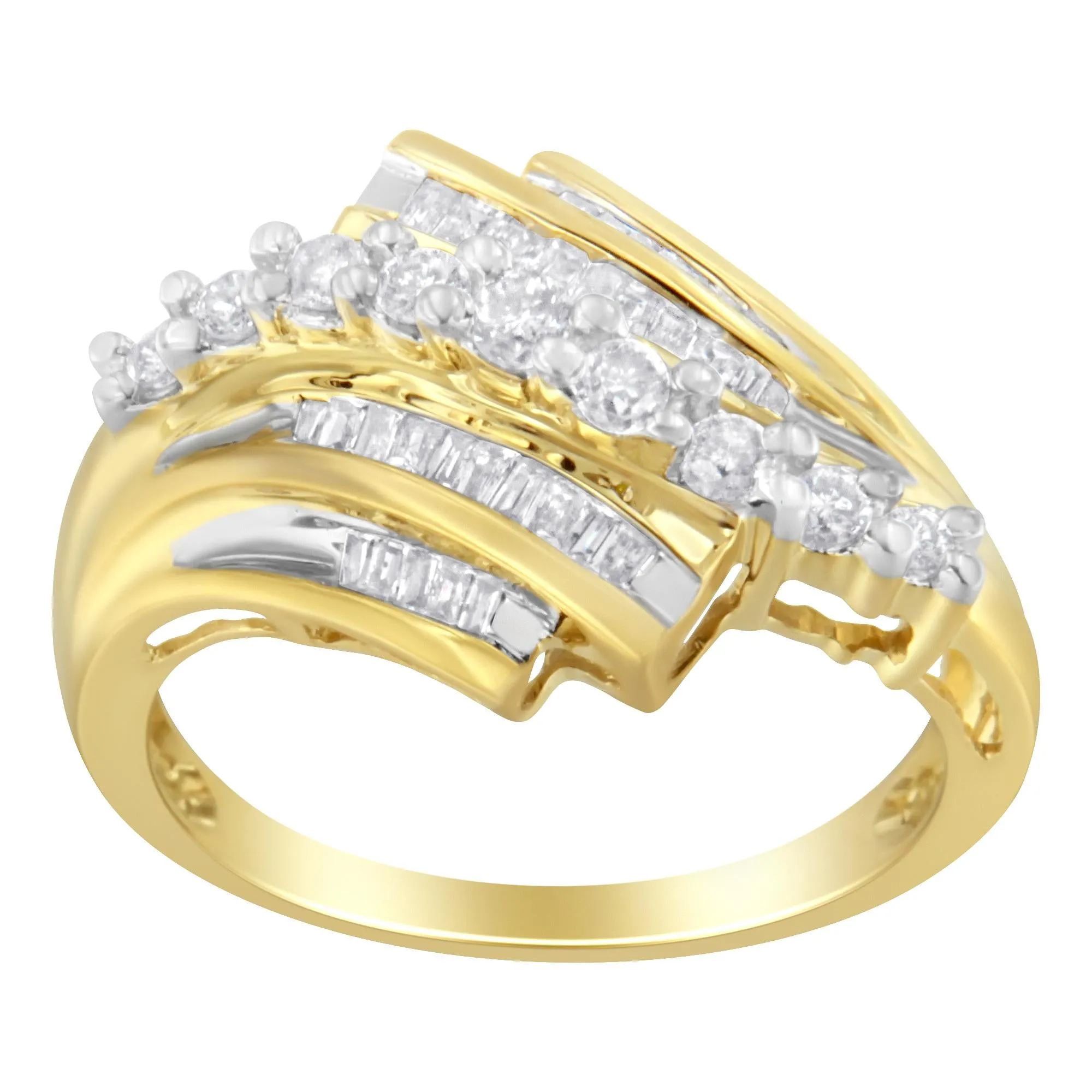 10K Yellow Gold Round and Baguette Diamond-Cut Ring (1/2 Cttw, I-J Color, I1-I2 Clarity) sold by Zulily product image thumbnail 2