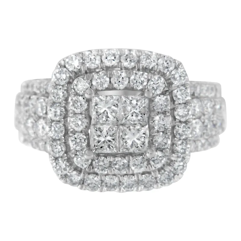 14KT White Gold Round and Princess Diamond Ring (2 1/4 cttw, H-I Color, SI1-SI2 Clarity) made by Zulily