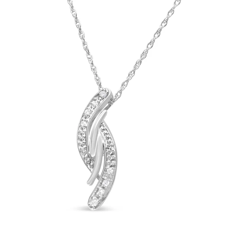 .925 Sterling Silver Diamond Accent Bypass Curve 18" Pendant Necklace (I-J Color, I3 Clarity) made by Zulily