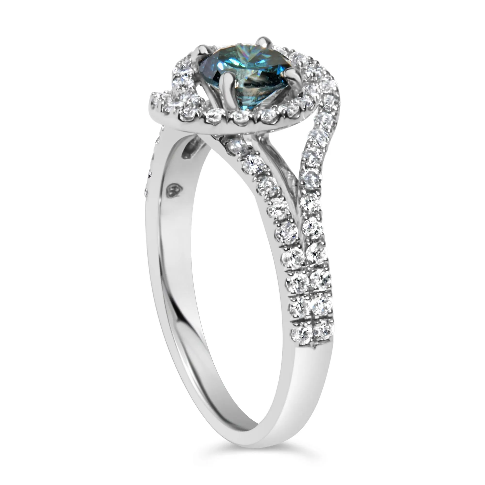 14K White Gold 1-1/3 Cttw White & Blue Diamond Interweaving Double Halo Cocktail Statement Ring (G-H and Fancy Blue Color, SI2-I1 Clarity) sold by Zulily product image thumbnail 5