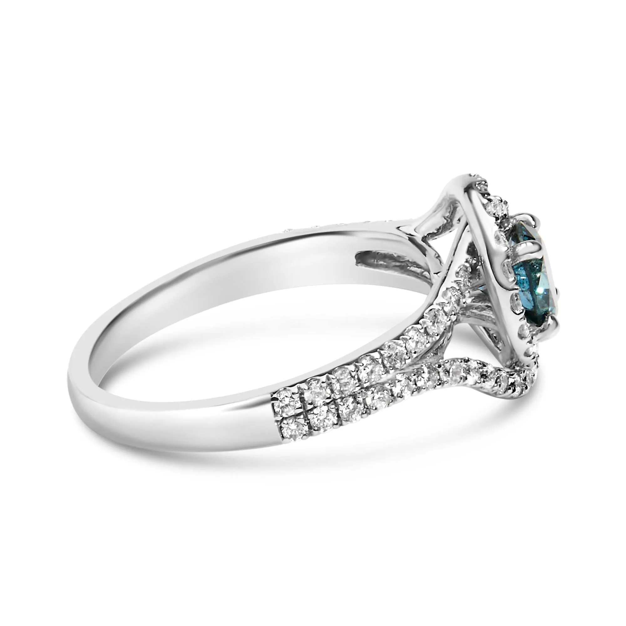14K White Gold 1-1/3 Cttw White & Blue Diamond Interweaving Double Halo Cocktail Statement Ring (G-H and Fancy Blue Color, SI2-I1 Clarity) sold by Zulily product image thumbnail 2