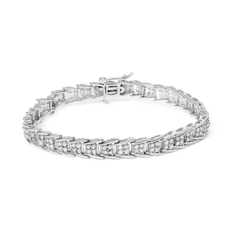 10k White Gold 2 cttw Diamond Fan-Shaped Link Tennis Bracelet (I-J Clarity, I3 Color) - Size 7.25" made by Zulily